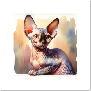 Sphynx Watercolor Kitten - Cute Kitties Posters and Art